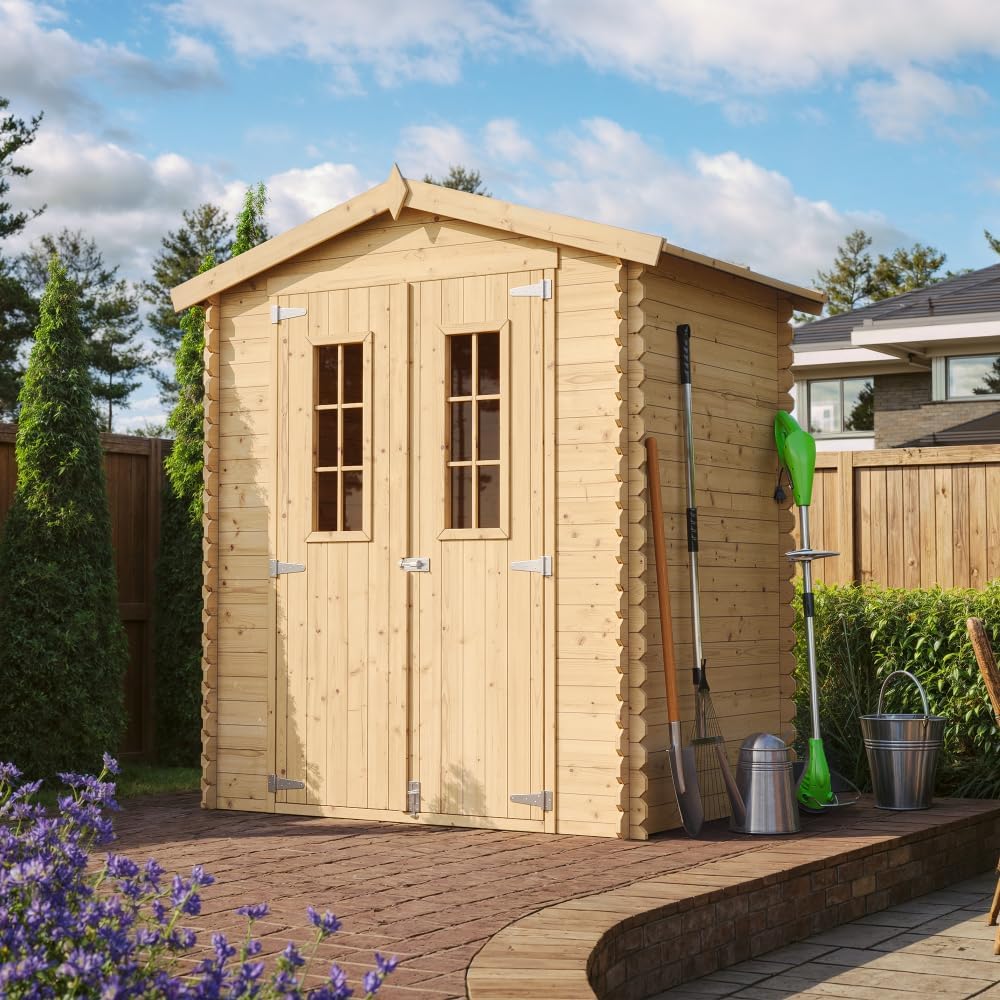Abri de Jardin en Bois - Stockage extérieur I196xL136xH218 cm/ 1.98 m2 Petit abri à Outils, Local à vélos - etevert M367C
