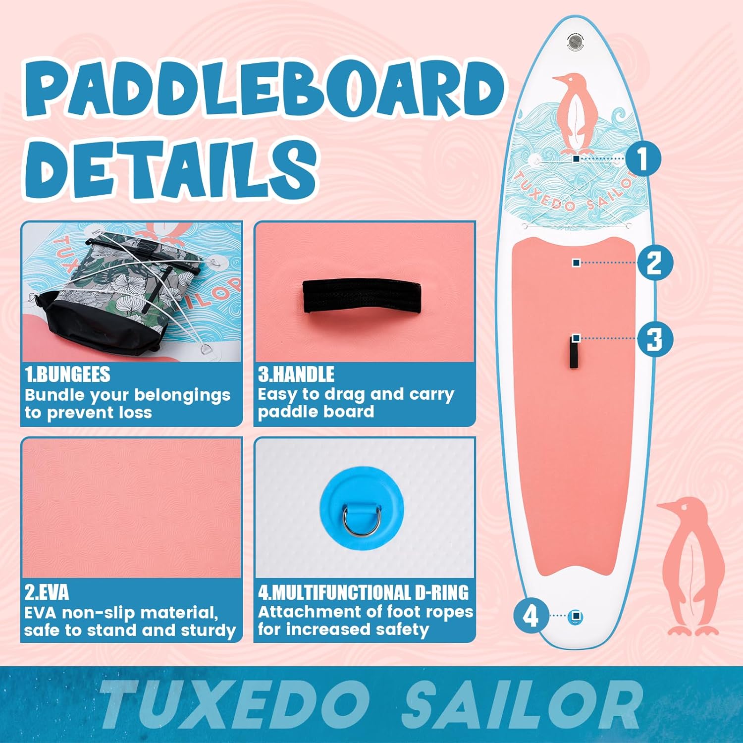 etevert - SUP gonflable adulte 320cm - stable, kit complet