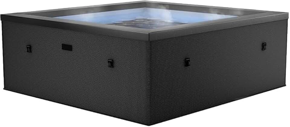 etevert - Spa - Celestia - Semi-Rigide Carré 6 Places – Construction Portable en Mousse, Chauffage intégré et Couverture économe en énergie – Volume 1100l - Ø180xH70cm - Charcoal Black