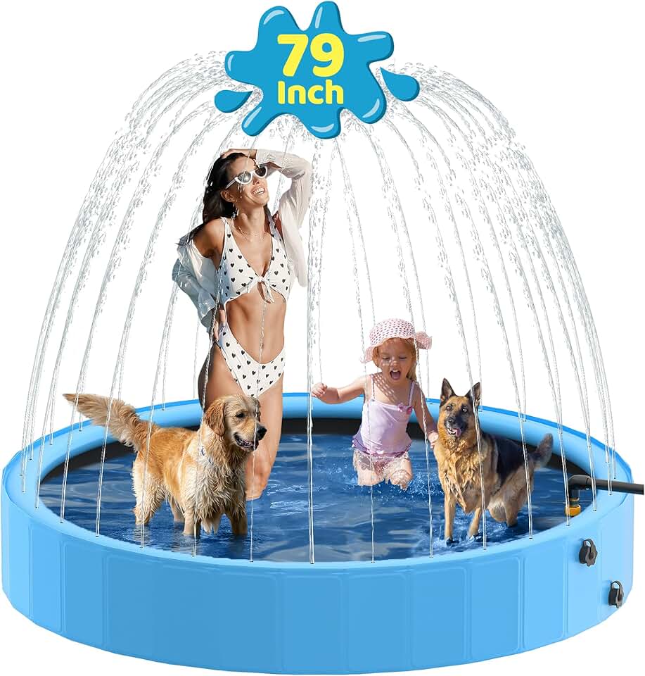 etevert - Piscine Chien Série Sprinkler - 200cm PVC antidérapant jet d’eau