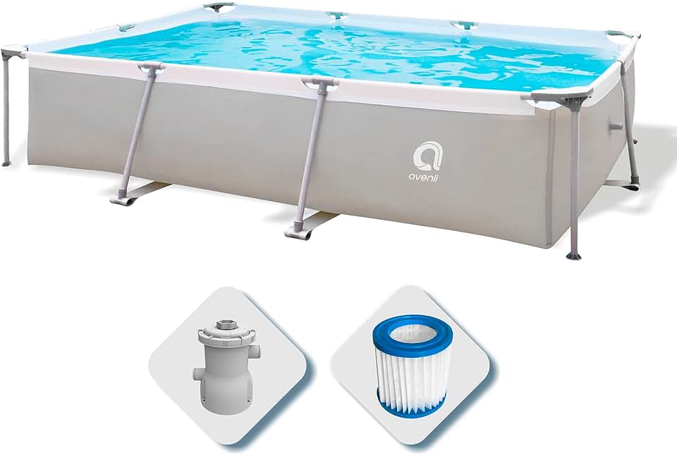 etevert - Piscine rectangulaire structurelle - gris - montage facile