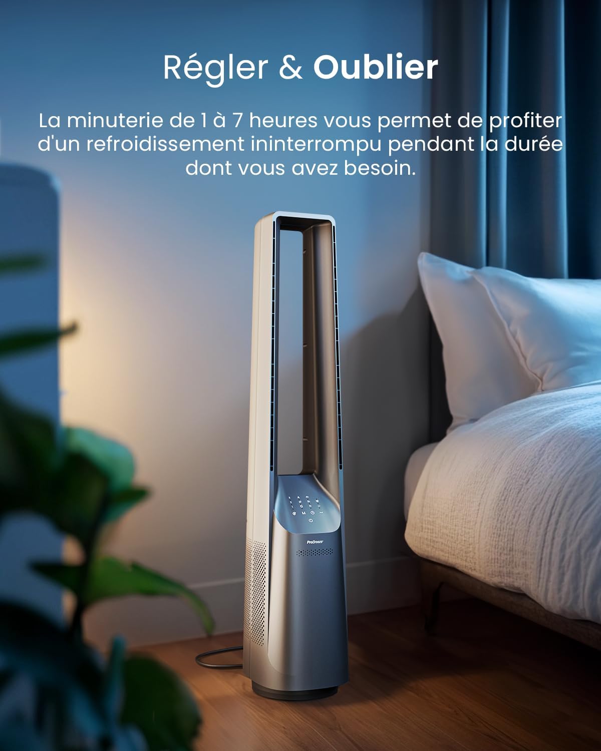 etevert - Ventilateur tour 101 cm, 6 vitesses, oscillant, silencieux