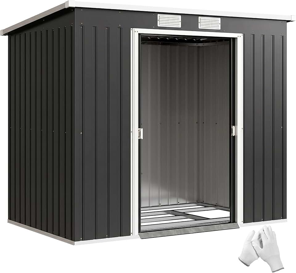 Abri de jardin - etevert - acier 2,77 m², 213x130x172 cm, portes verrouillables, fondation