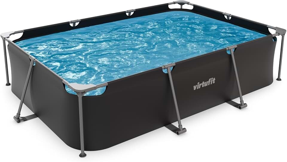 etevert Piscine rectangulaire 300 x 210 x 66 cm anthracite – Compacte – Cadre stable – Idéale pour le jardin – Montage rapide
