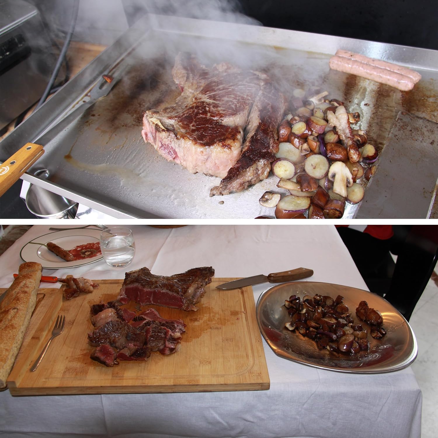 etevert - Plancha électrique 2 zones inox 3000W, 60x40cm - 8679