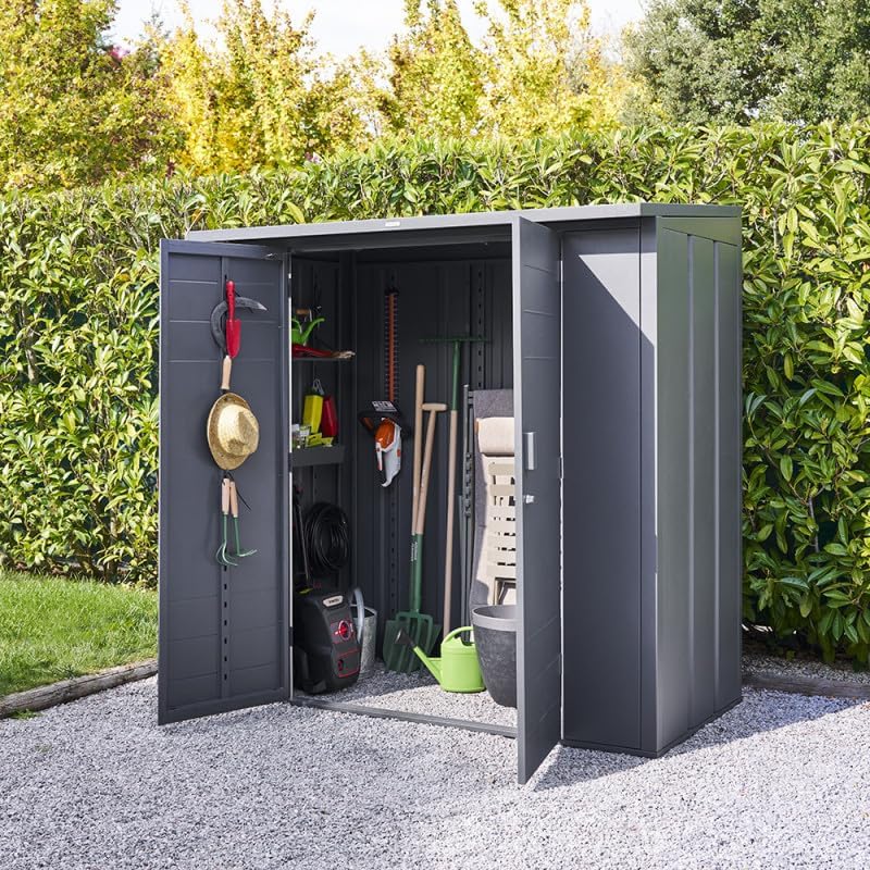 etevert - Abri de Jardin Forgia 2,2m² - acier graphite robuste