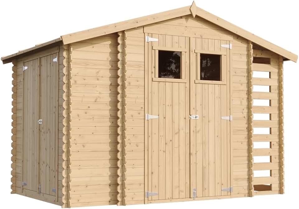 etevert - M389 - Abri de jardin bois 206x328x218cm, toit étanche, fenêtres