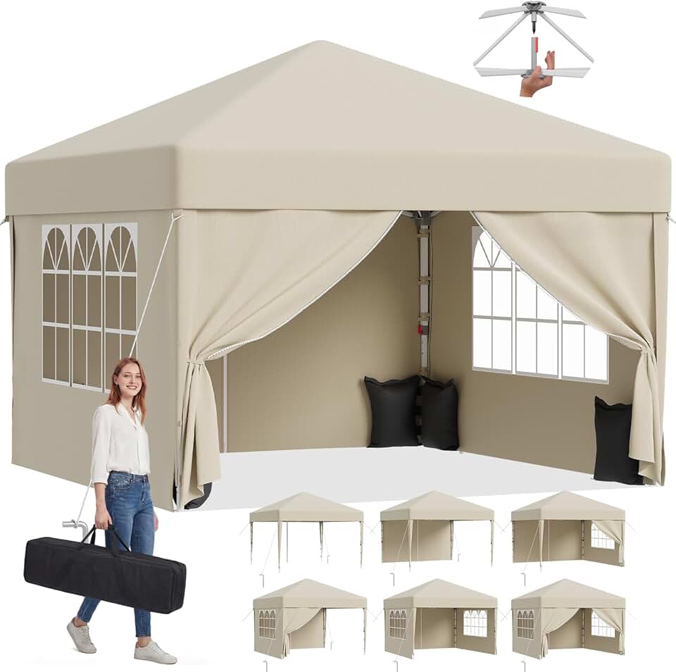 etevert - tonnelle pliante série rapide - 3x3m - montage facile, hauteur réglable, étanche, coupe-vent