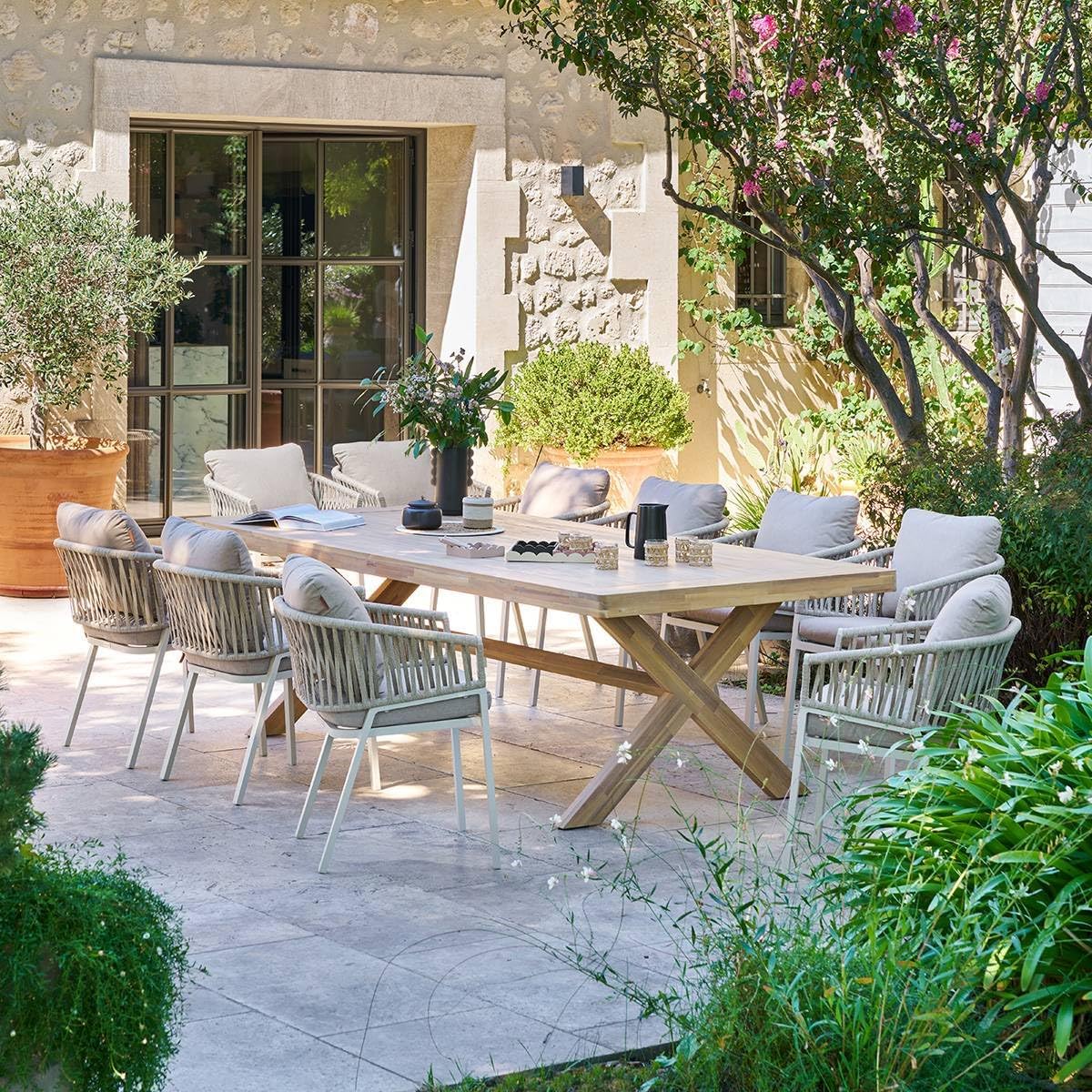 etevert - Xenia table de jardin 10 places - eucalyptus - grande taille