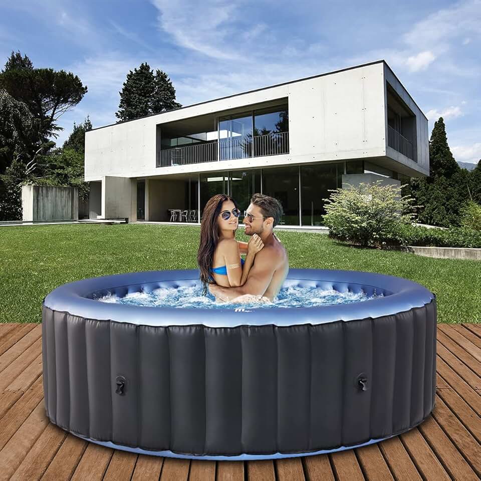 etevert etevert Spa Gonflable Extérieur Bergen C-BE041 | Rond ⌀ 180,0 cm - Spa Gonflable 4 Personnes - Nettoyage UV-C - Jusqu'à 1077 L - 40°C - Télécommande - 118 Jets (4 Personnes)