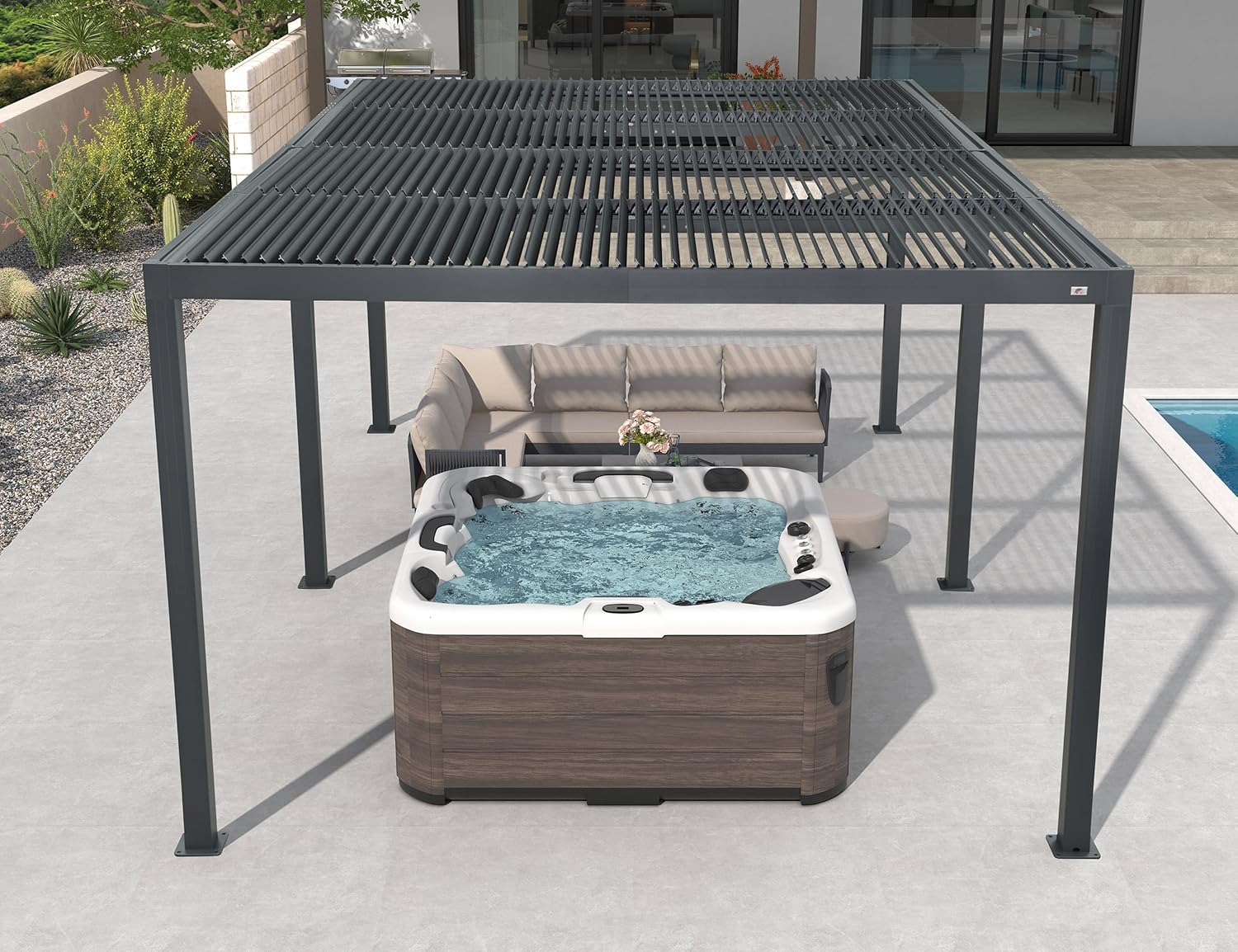etevert - Pergola bioclimatique - 6x3,68m - aluminium lames orientables