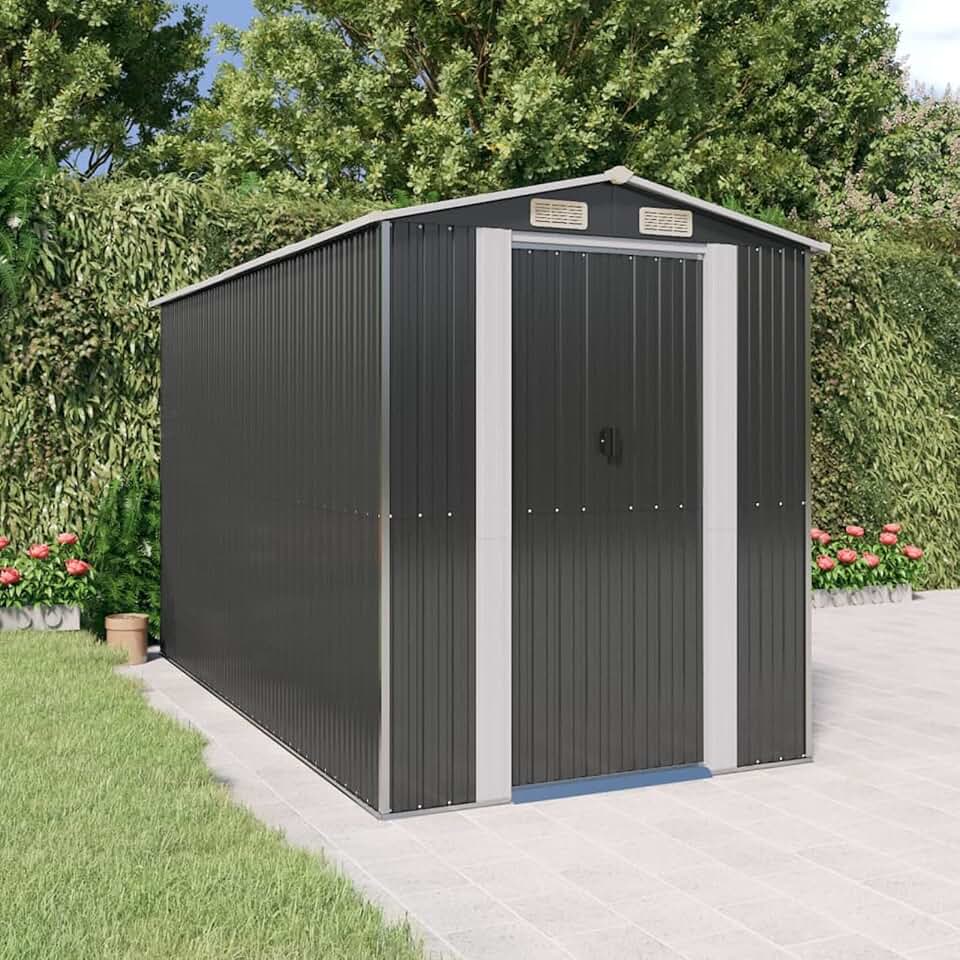 etevert Abri de Jardin Anthracite 192x357x223 cm Acier galvanisé,Abris de Jardin,Abri de Stockage pour Jardin,Abri d'outils de Jardin