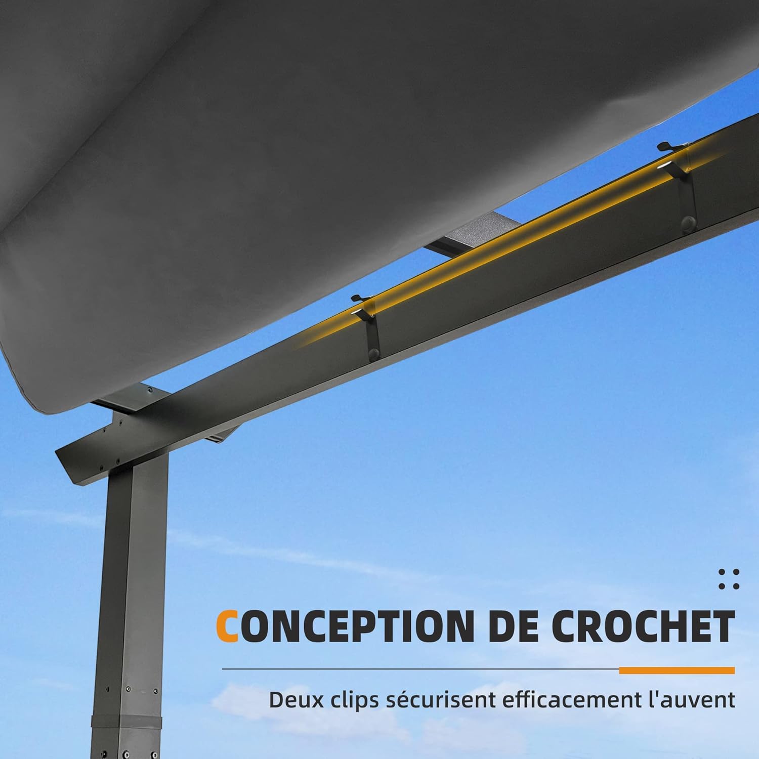 etevert – pergola aluminium – 4x3m – toit rétractable, éclairage intégré