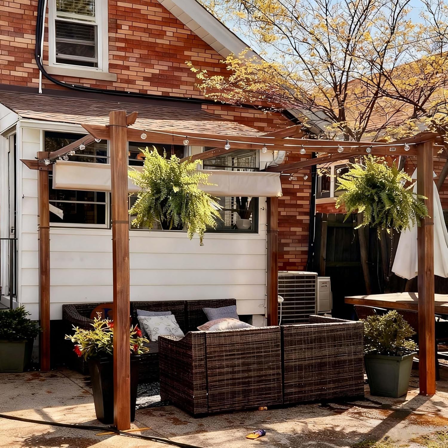 etevert - Pergola 3x3m - aluminium, éclairage, toit rétractable