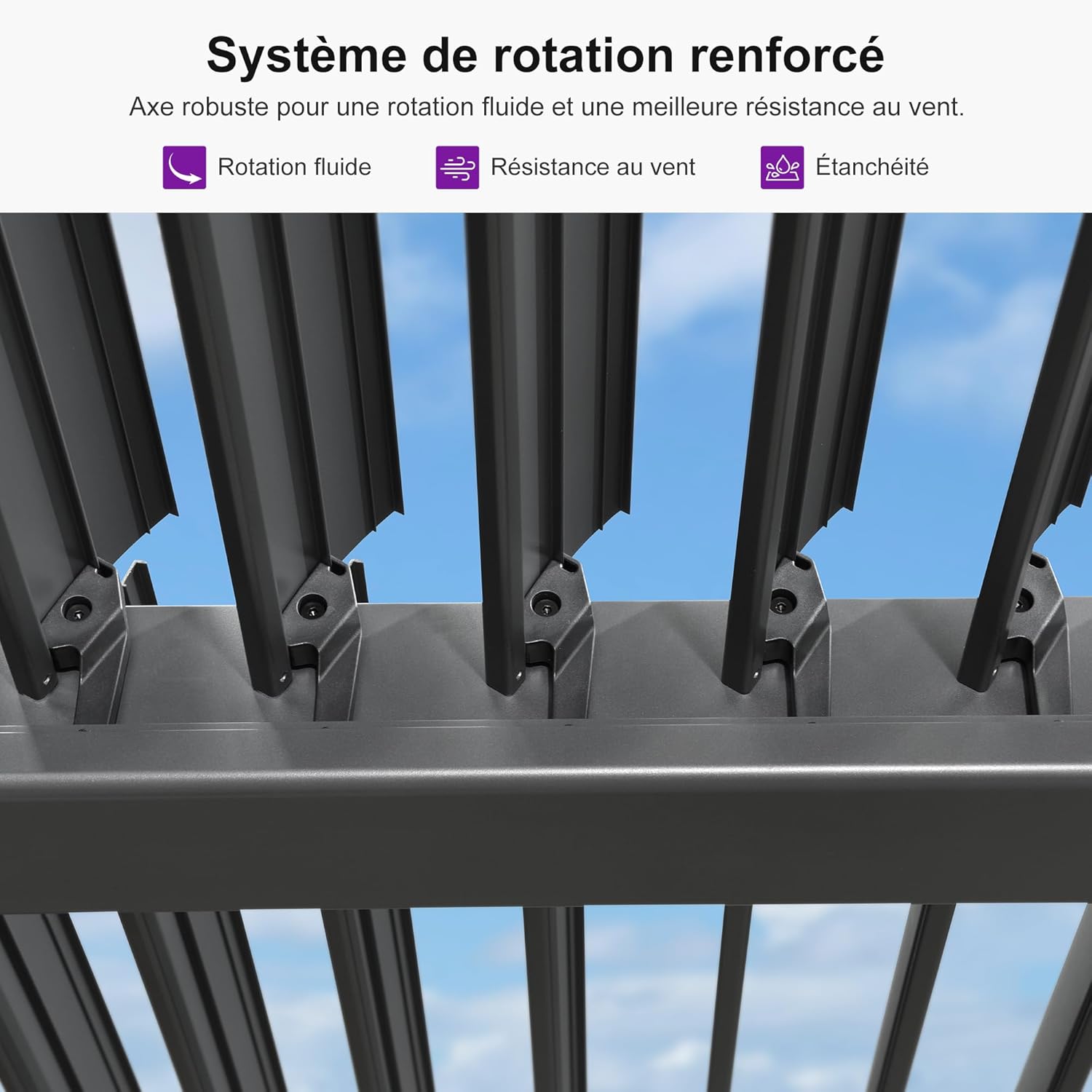 etevert - Pergola bioclimatique adossée - 2,5x3 m - aluminium, lames orientables, résistante intempéries