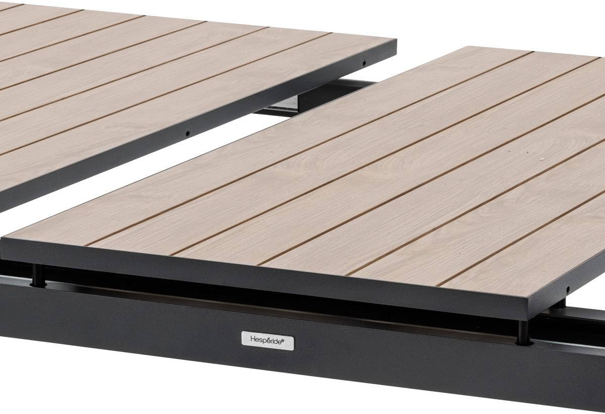 etevert - Evasion - grande table extensible 14 places - aluminium effet bois, rallonge, extérieur