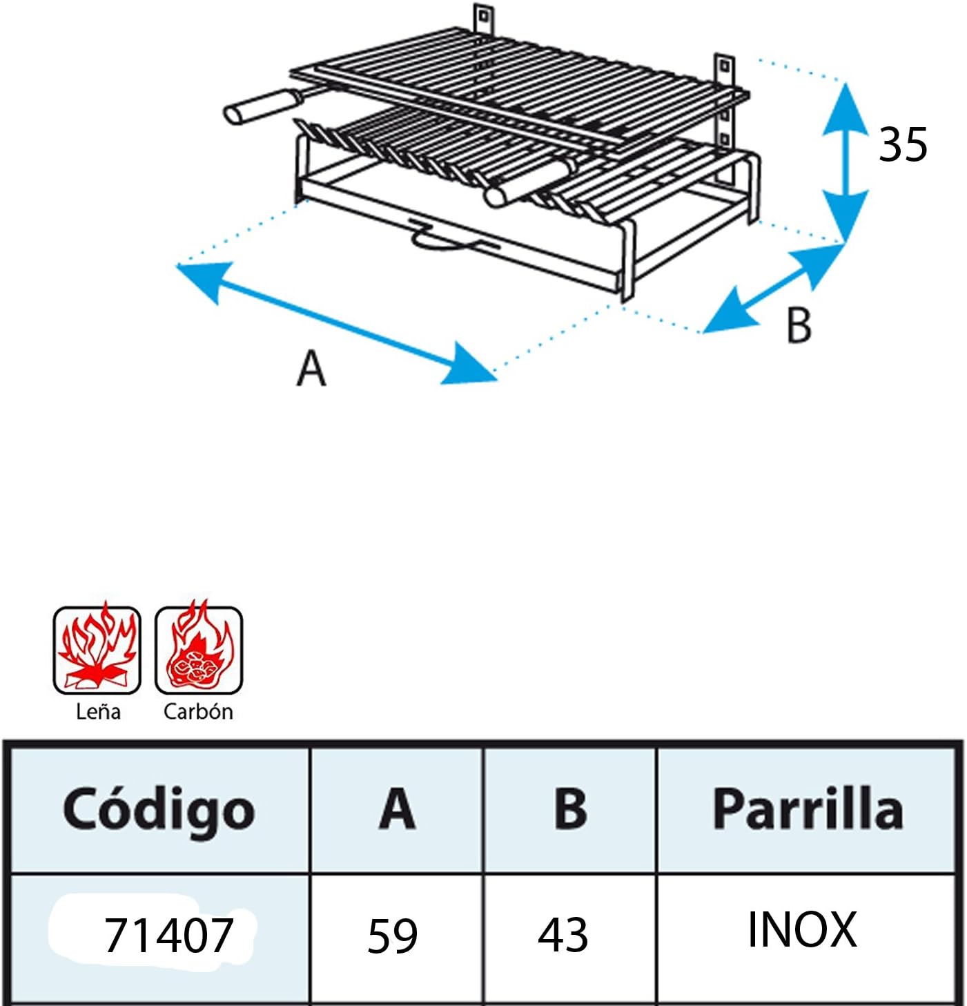 etevert - Barbecue inox avec grille fer - 71406