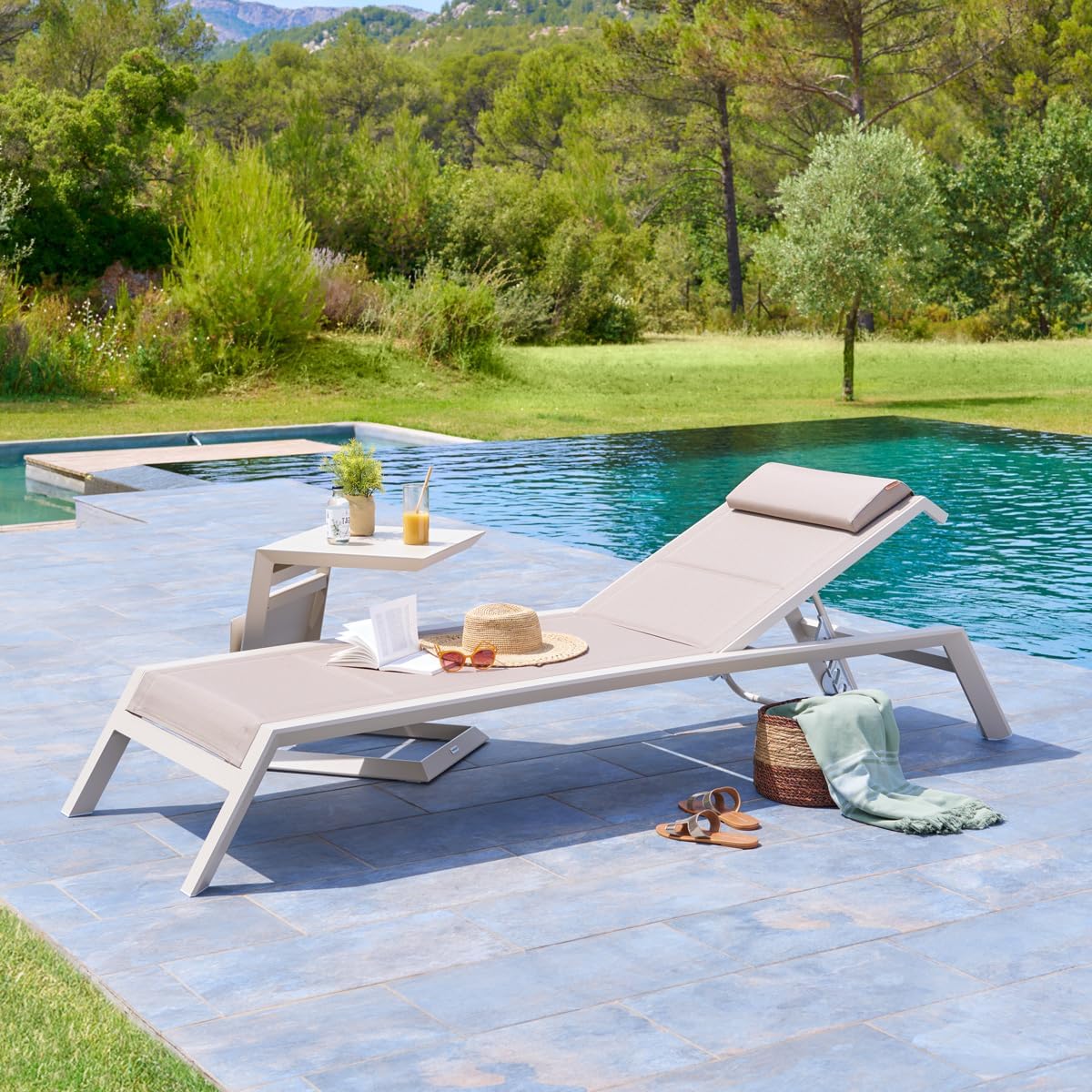 etevert - Allure table de jardin carrée 55x45x55cm aluminium argile