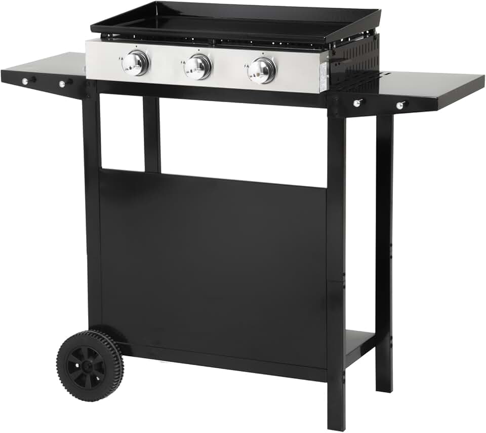 etevert - Plancha Mérida sur chariot 3 brûleurs 6kW 74x33 cm