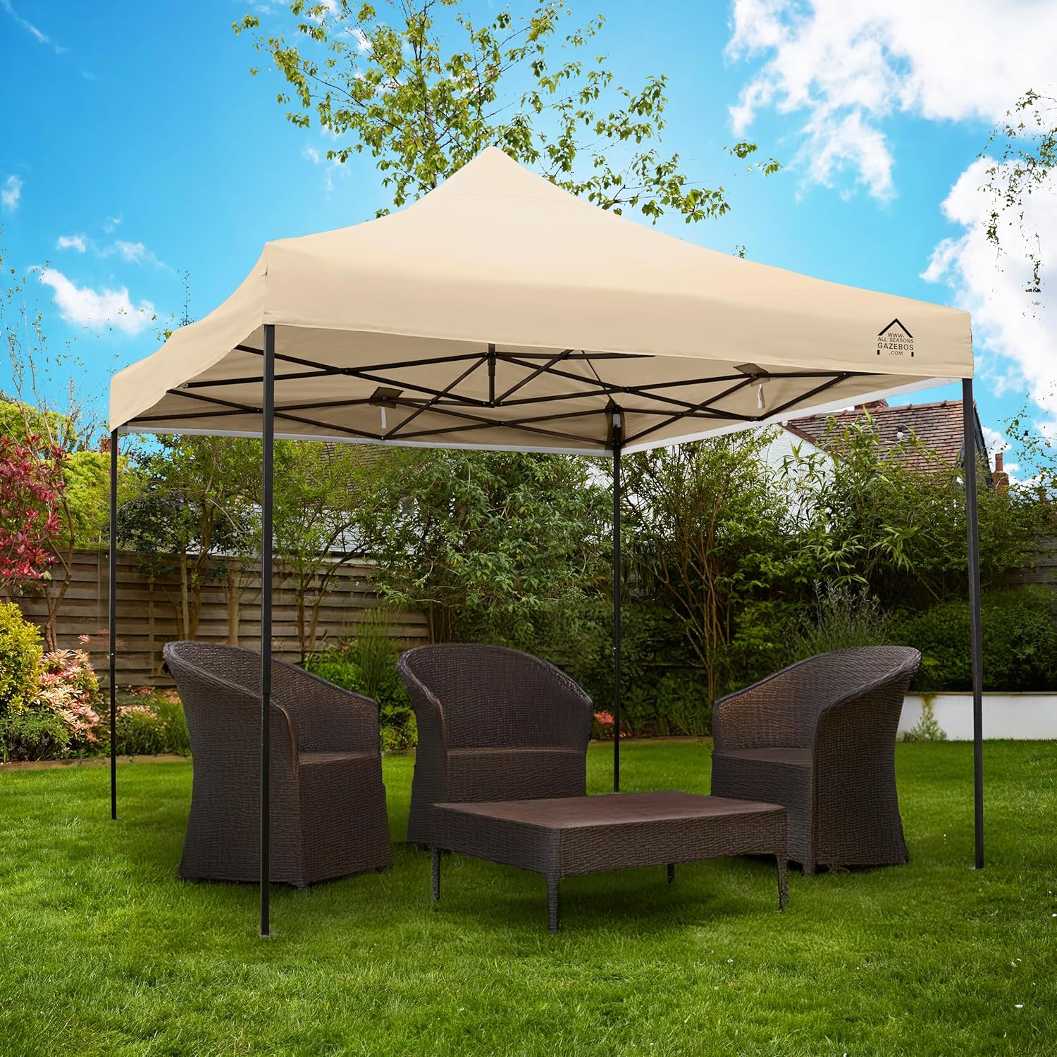 etevert | Tonnelle Pliante 3x3m | Matériaux Robustes, Entièrement Étanches et de Haute Qualité (Beige)