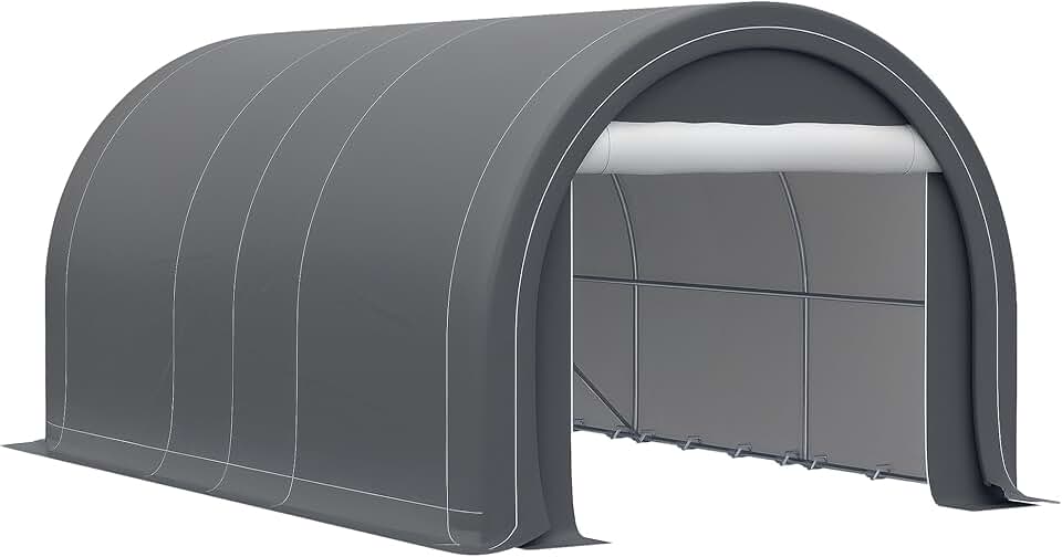 etevert - Carport abri voiture 5x3x2,4m acier PE porte zippée