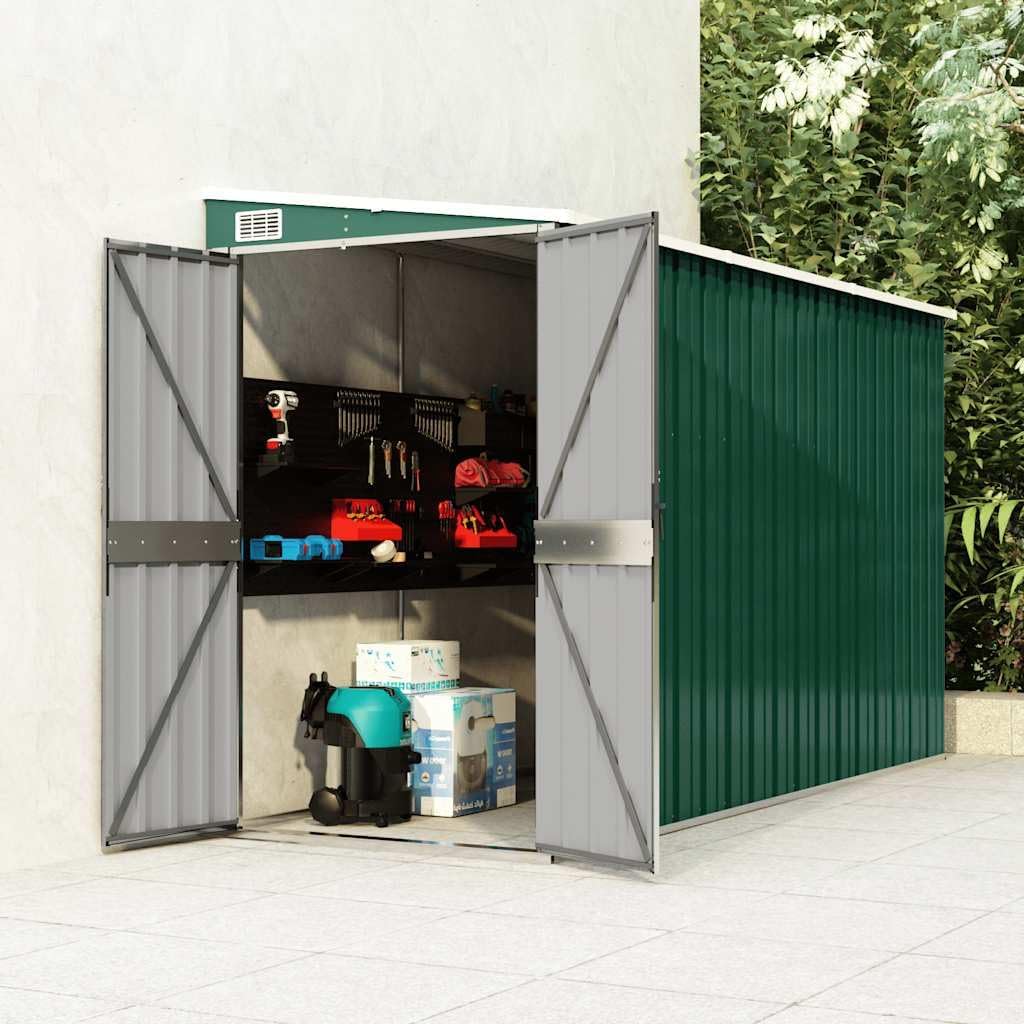 etevert Abri de Jardin Mural Vert 118x288x178 cm Acier galvanisé,Structures extérieures, Cabanes & abris de Jardin,316225