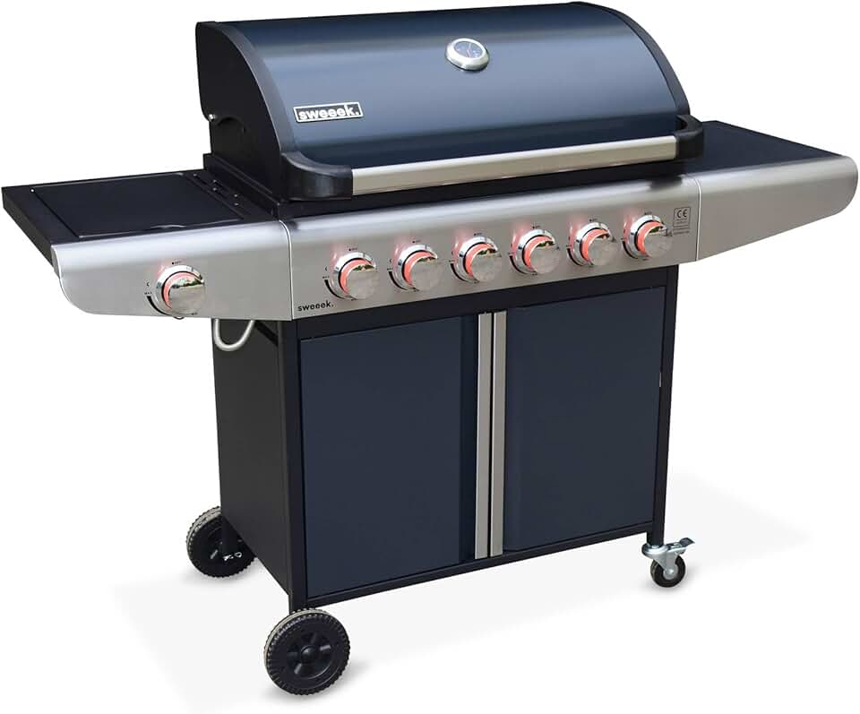 etevert - Bazin 6 - barbecue gaz 6 brûleurs, roues, rangement