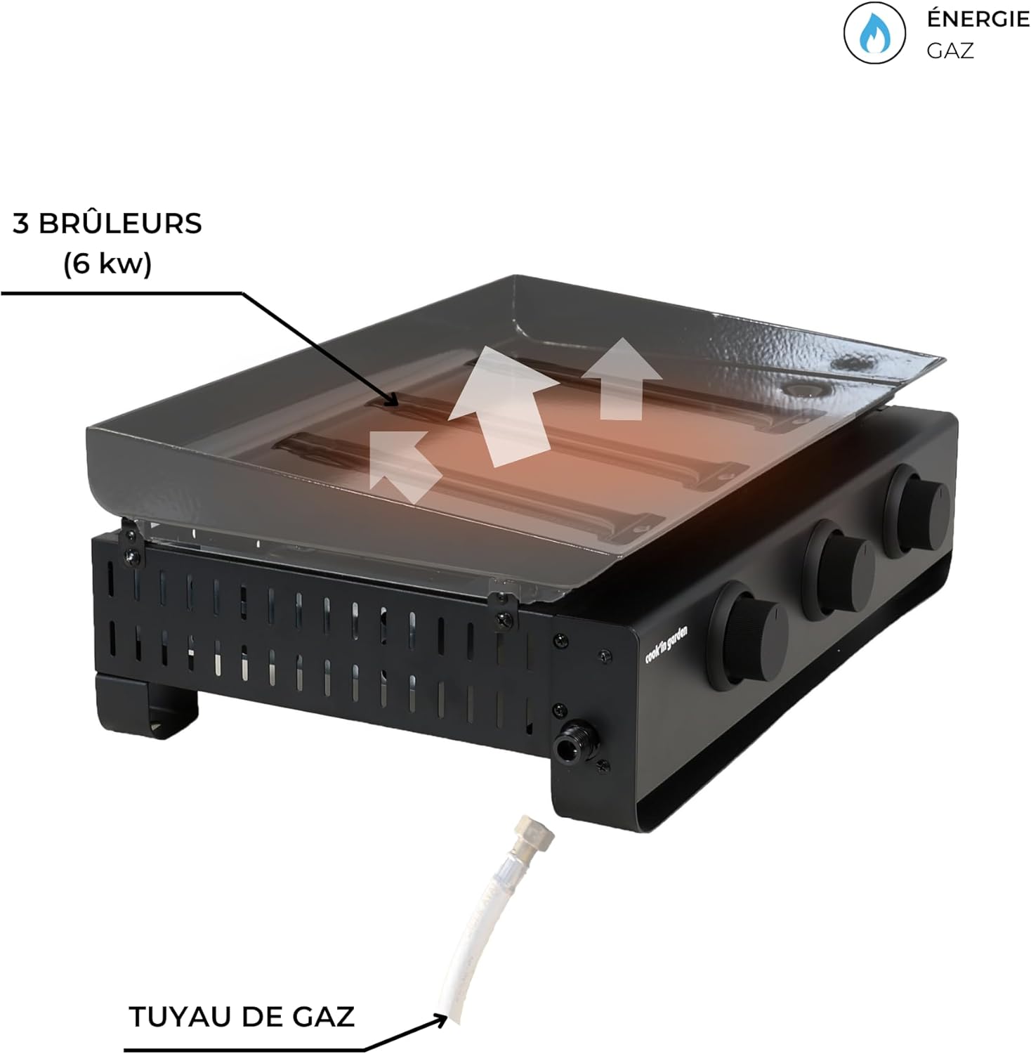 etevert - Tempo 3 brûleurs - 6 kW - acier émaillé - bac amovible