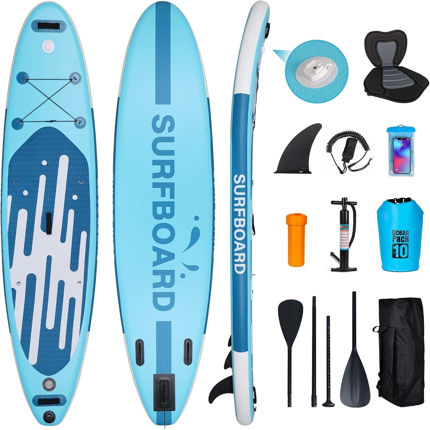 etevert - Paddle gonflable adulte - 320/335cm - 2 places, siège kayak, pagaie alu, support caméra, jusqu'à 150kg