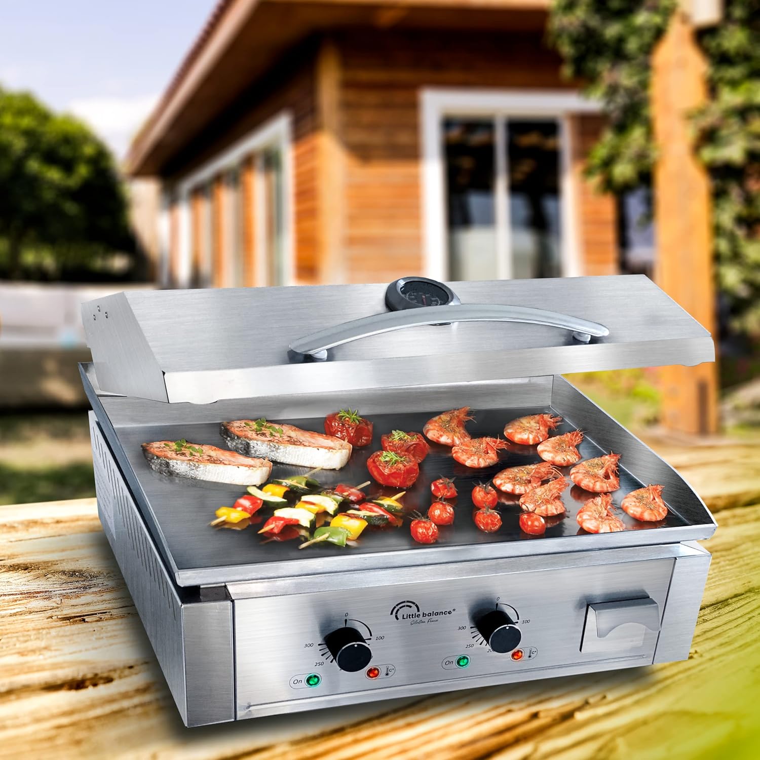 etevert - Aquitaine Pro Plus - plancha inox 2 zones, couvercle, 3500W - 8473