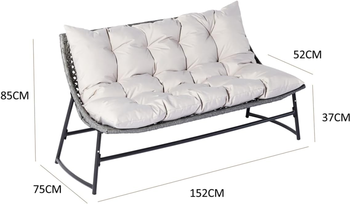 etevert - Guahana - salon bas 4 places, acier, rotin, coussins épais