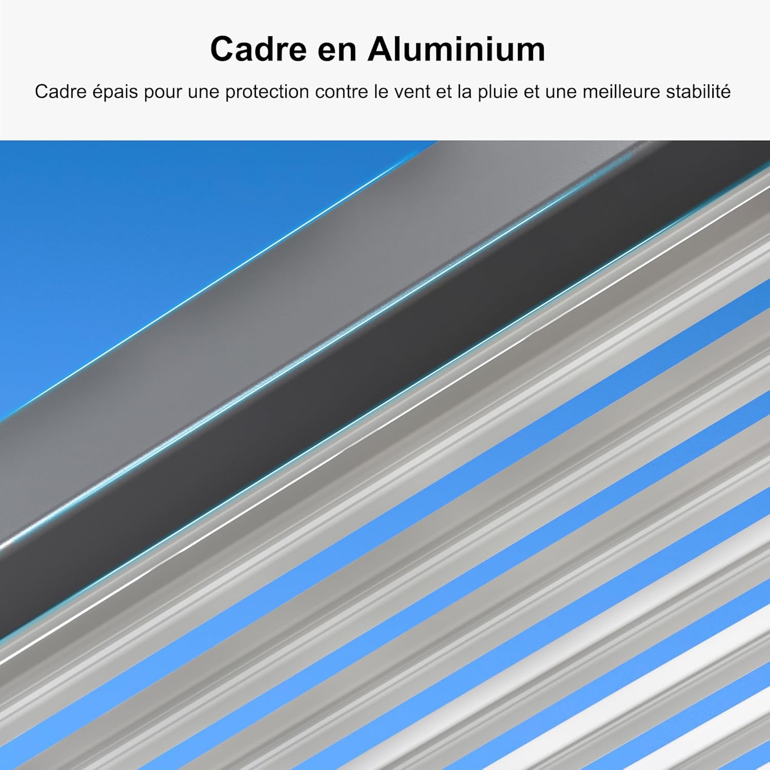 etevert - Pergola Bioclimatique - 6,35x3,5m - Aluminium, éclairage, lames orientables, poteaux blancs