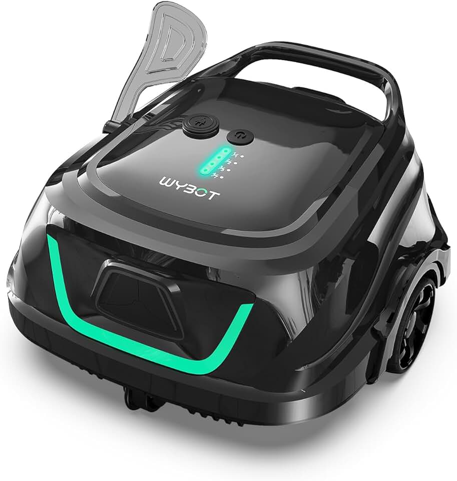 etevert A1max Robot Piscine sans Fil pour Piscines Hors-Sol, Aspirateur Automatique, Robot Piscine 130 Min Autonomie, Double Filtration, LED, Charge 2h, 4 Modes,Vert forêt