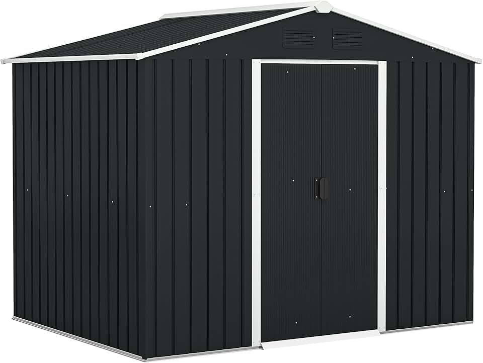etevert - abri de jardin acier - 236x174x190cm - portes coulissantes