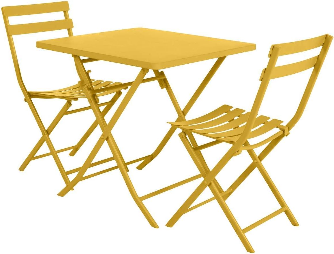 etevert - Greensboro série - 2 places, acier renforcé, jaune - table pliante