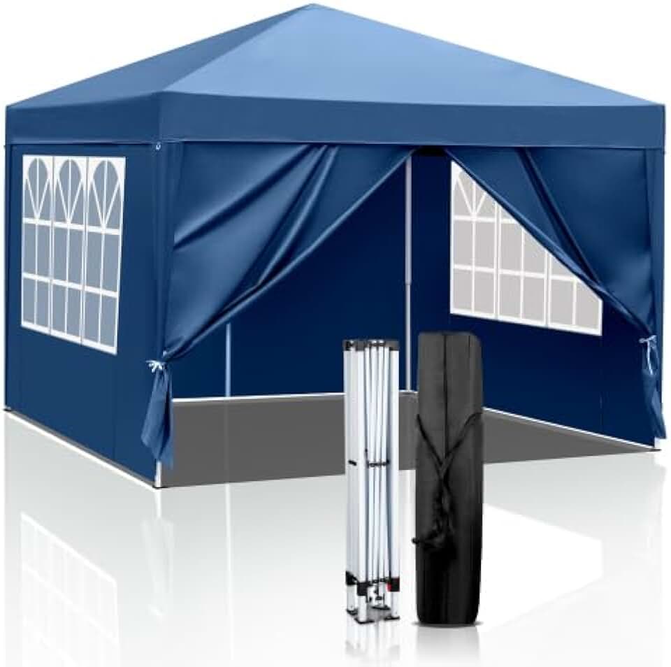 etevert - tonnelle pliante série 3x3m imperméable, 4 parois, bleu royal