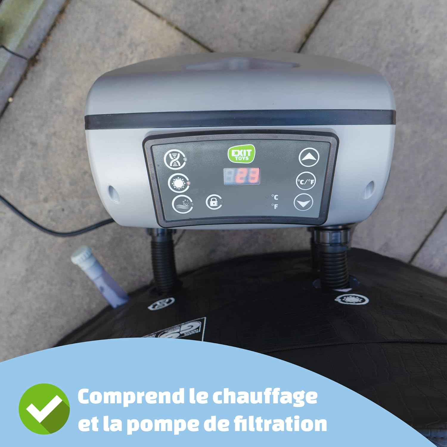 etevert - Leather Premium Spa extérieur 184x73cm - 4 places, chauffage, 120 jets air