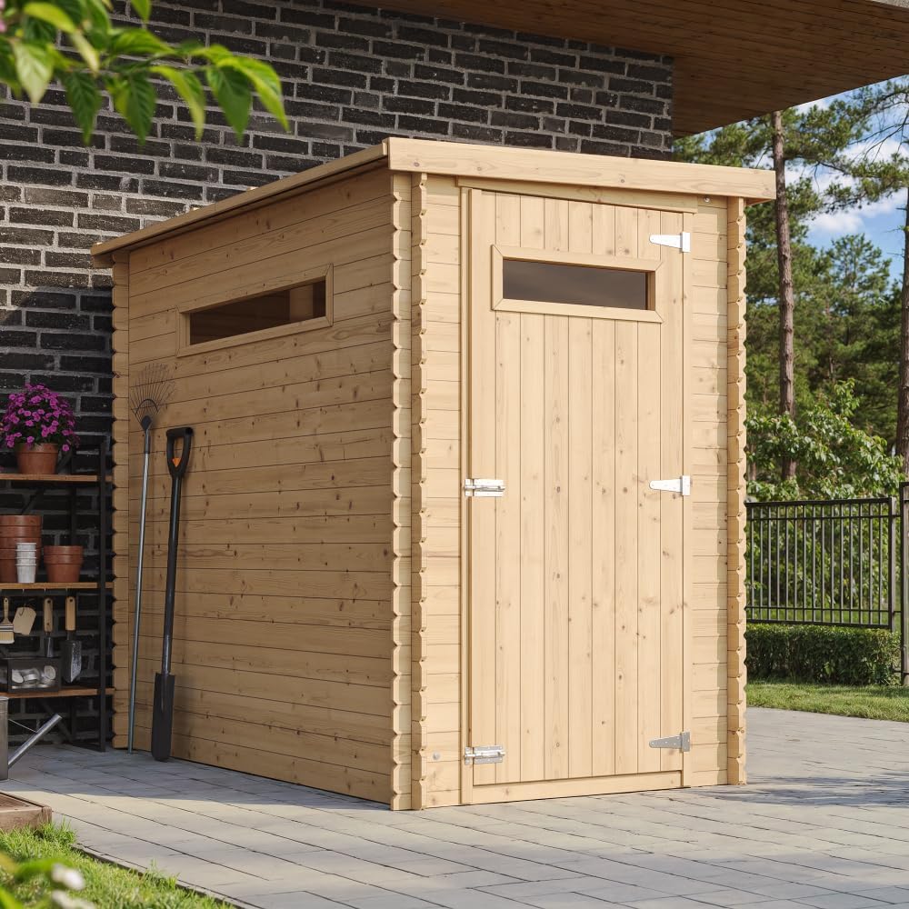Abri de Jardin en Bois, Petite fenêtre, avec Sol TRAITÉ- Stockage extérieur l239xL144xH198 cm/2.63 m2 - Petit abri à Outils, Local à vélos - Toit imperméable, fenêtres etevert M306A+M306G