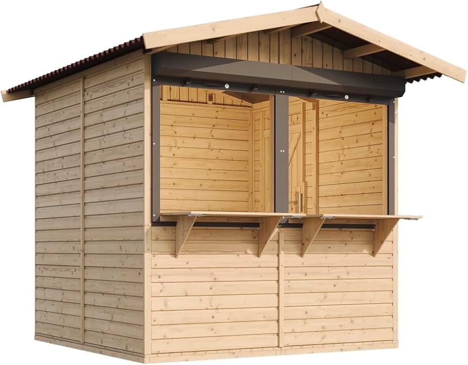 etevert - kiosque jardin bois 4m², 2 fenêtres, volets, 253x263x232cm - M149Z