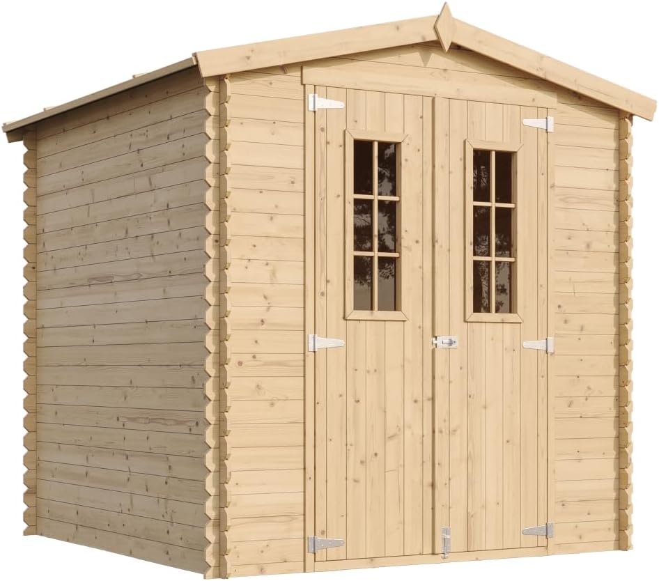 Abri de Jardin en Bois - Stockage extérieur I216xL206xH218 cm/ 3.53 m2 Petit abri à Outils, Local à vélos - Toit imperméable, fenêtres etevert M343C