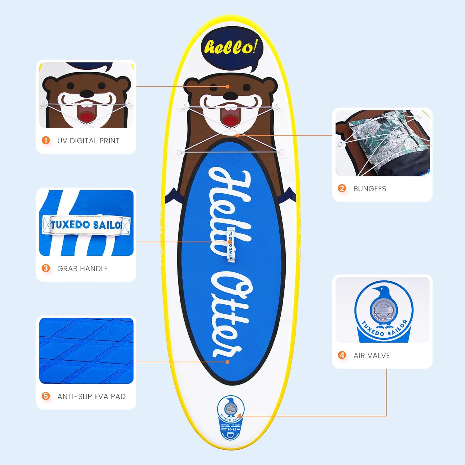 etevert - planche SUP adulte gonflable, accessoires inclus, 320x81x15cm