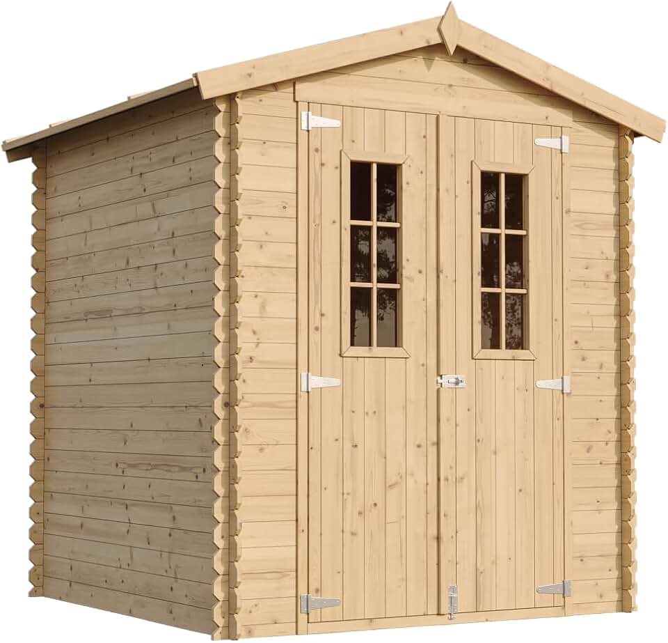 etevert - Abri de jardin bois traité, 186x196x218 cm, 2,82 m², sol inclus, M320C+M320G