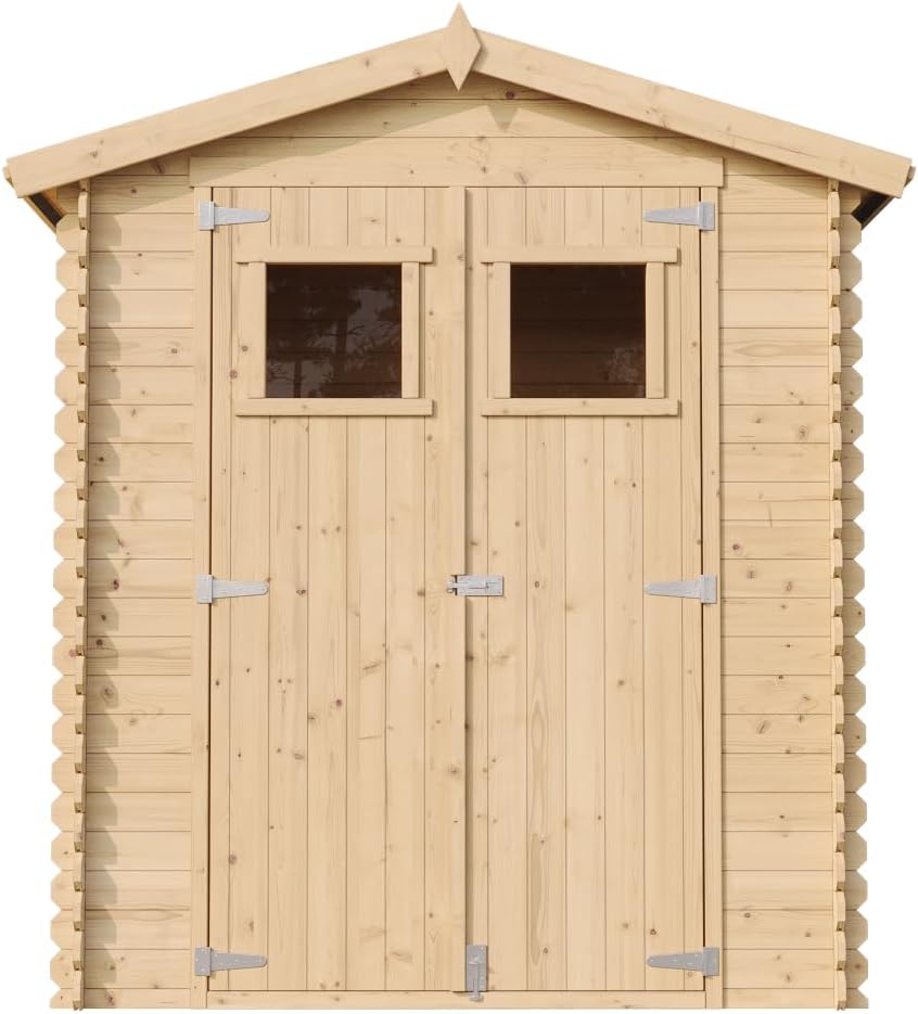 Abri de Jardin en Bois avec Sol TRAITÉ - Stockage extérieur I196xL136xH218 cm/ 1.98 m2 Petit abri à Outils, Local à vélos - Toit imperméable, fenêtres - etevert M367