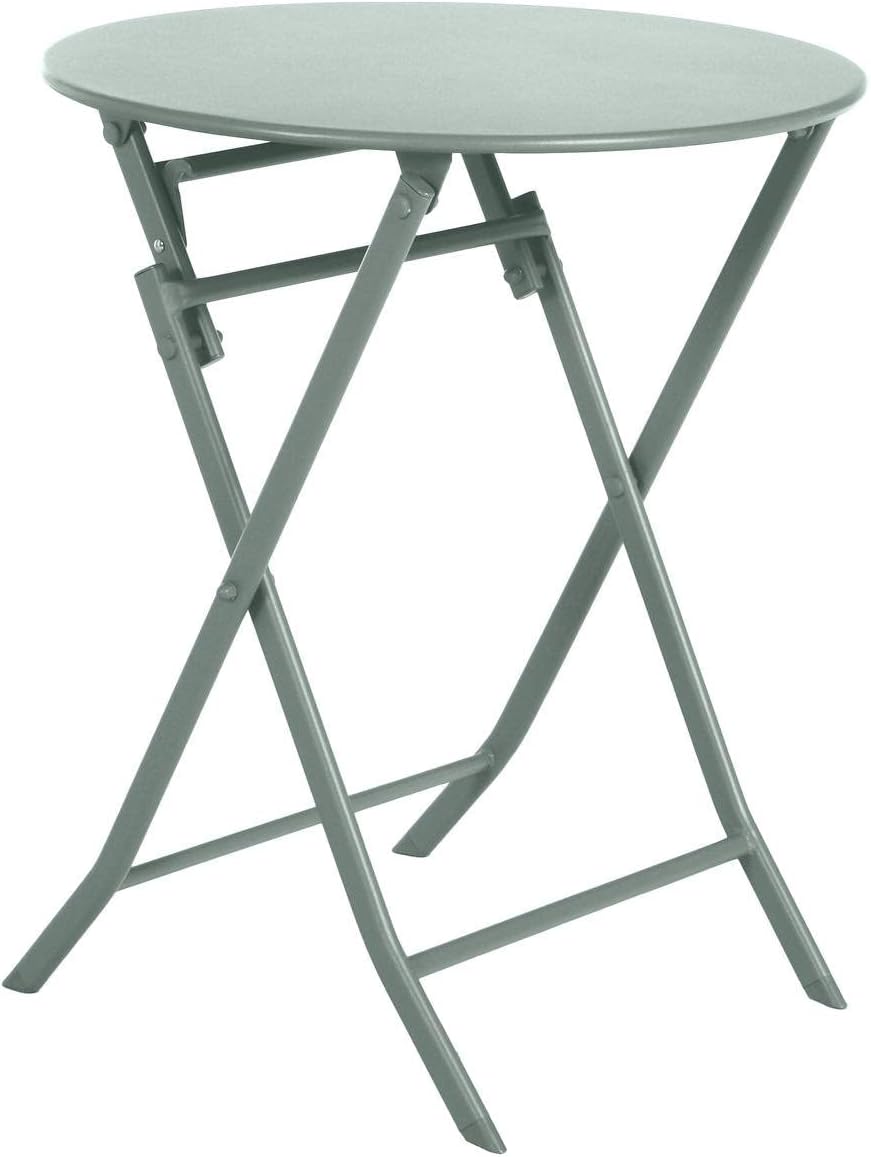 etevert - Greensboro - Ø60 cm - Table de jardin pliante acier vert 2 places