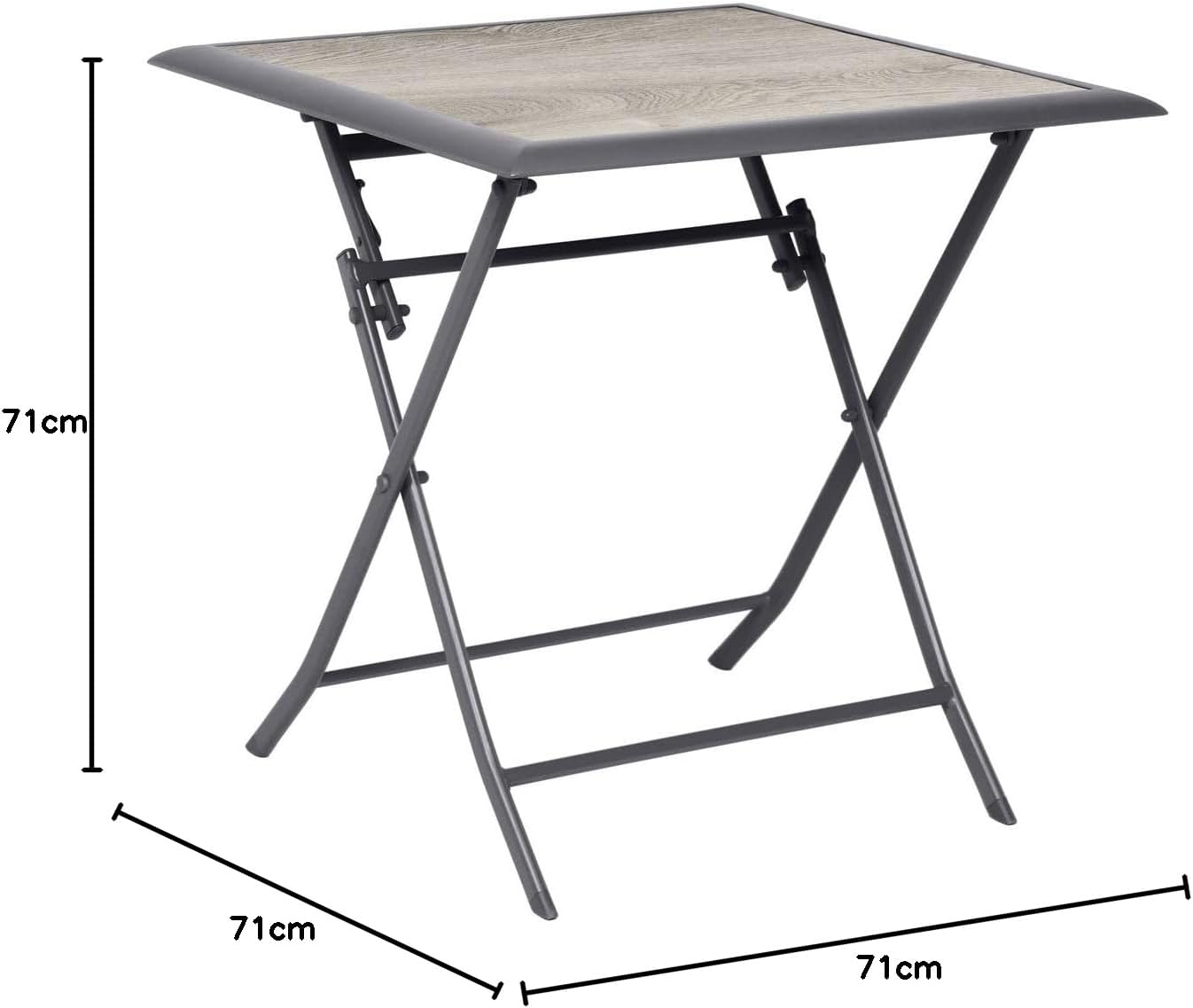 etevert - Azua table pliante carrée 2 places gris aluminium