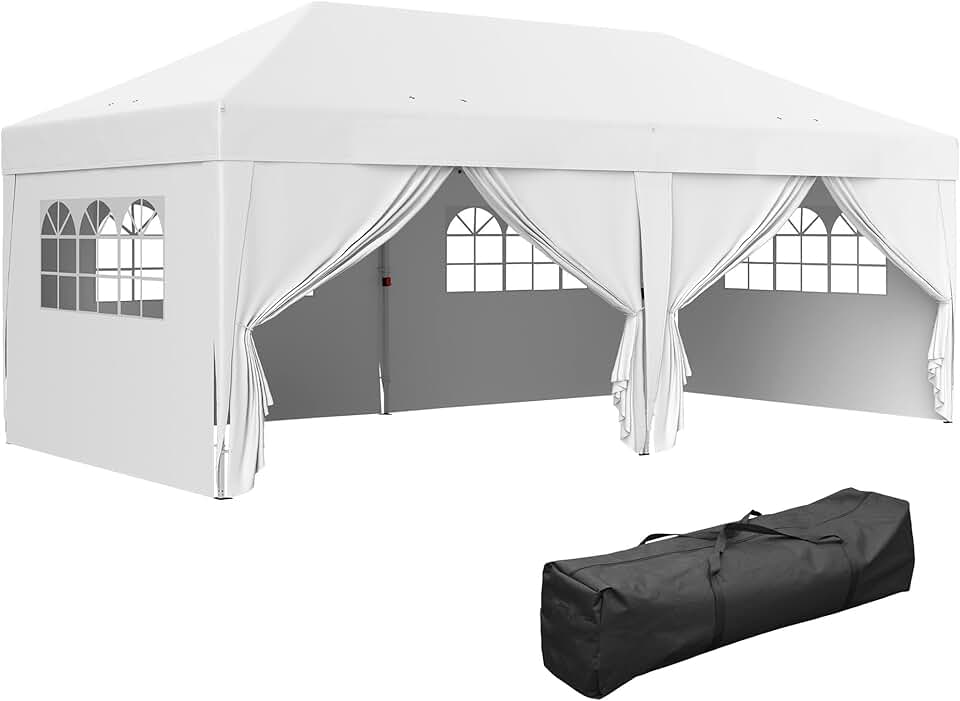 etevert - Tonnelle pliante série jardin 3x6m, 6 parois, sac inclus
