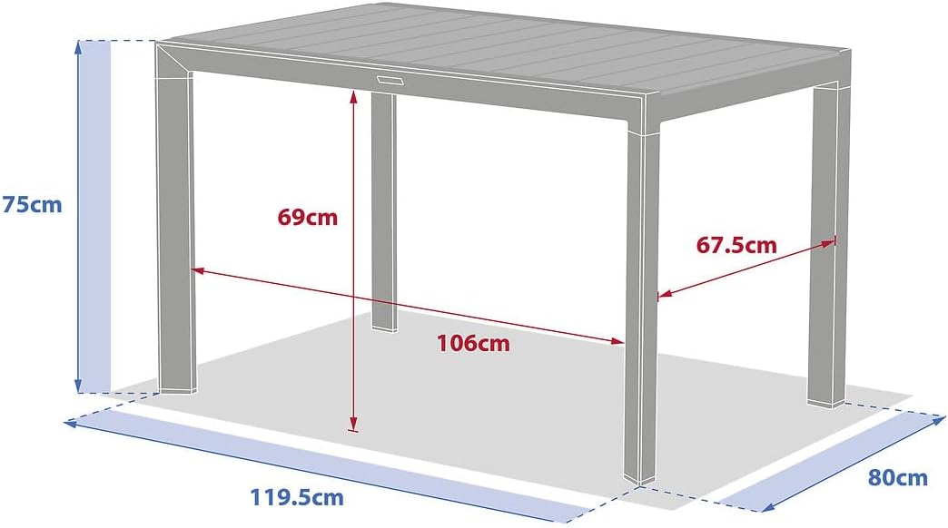 etevert - Table évasion 4 places - aluminium effet bois - Honey/Graphite