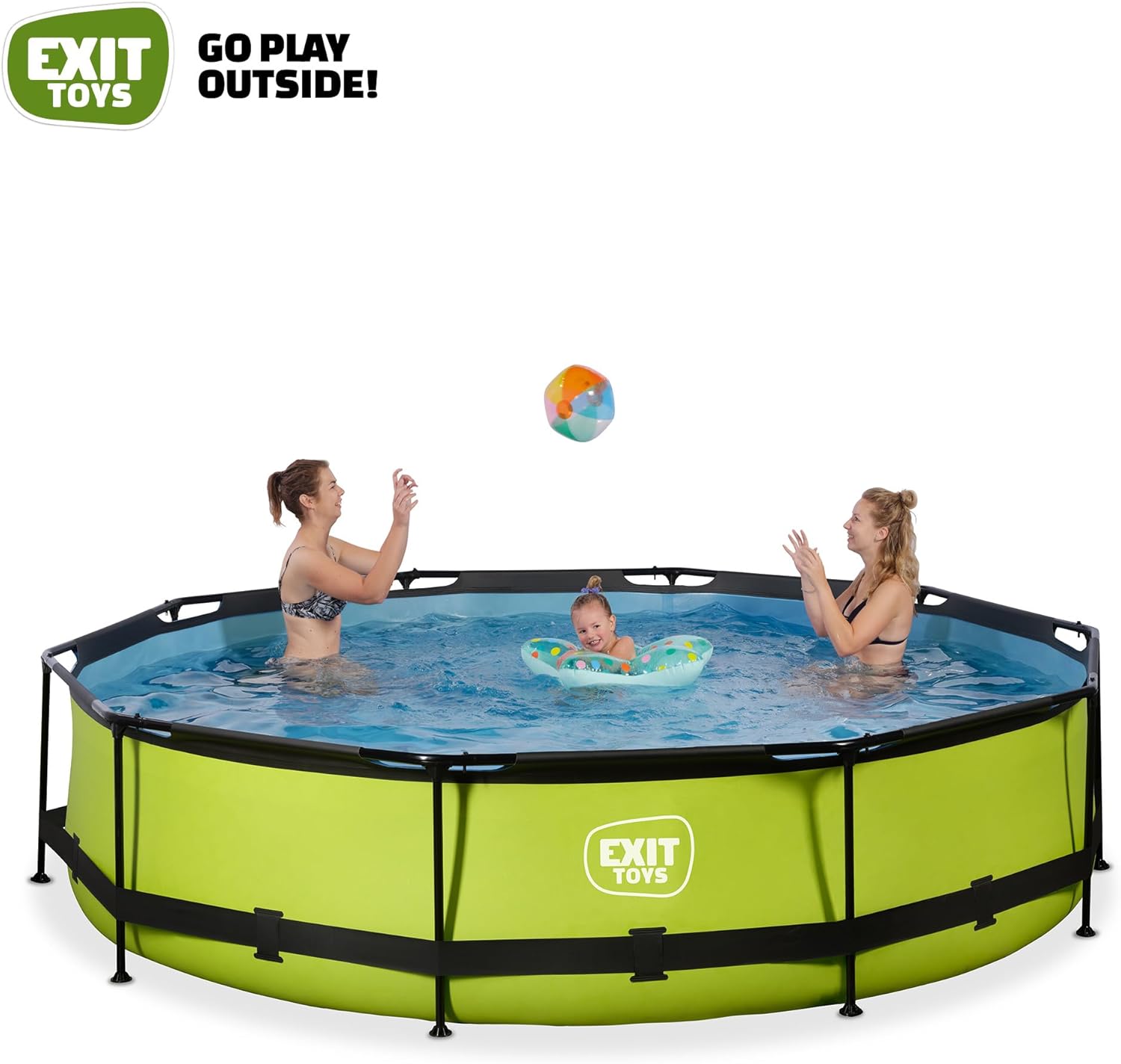 etevert Piscine Tubulaire Lime - ø360x76cm - Piscine Hors Sol Ronde Grande avec Pompe Filtrante à Cartouche - Entrée Basse - Idéal pour Les Jeunes Enfants - Cadre Stable - Design Unique - Vert