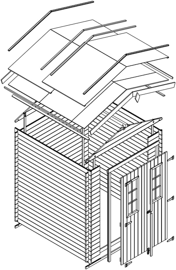 Abri de Jardin en Bois - Stockage extérieur I186xL196xH218 cm/ 2,82 m2 Petit abri à Outils, Local à vélos - etevert M320C