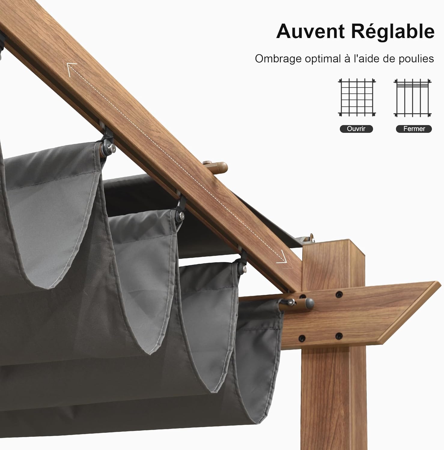 etevert - Pergola aluminium - 4x3m - éclairage intégré, toit rétractable
